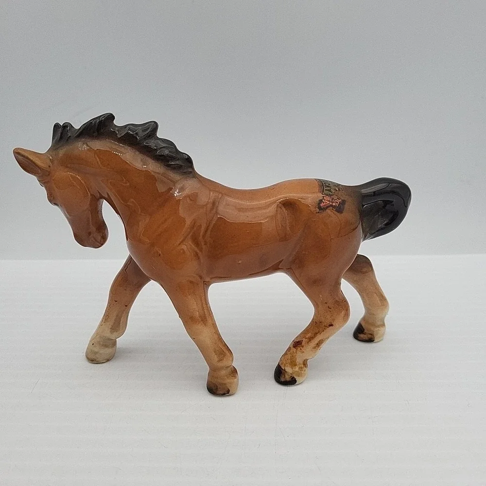 Ceramic Horse Pony Vintage Figurine Brown Western Rodeo Japan